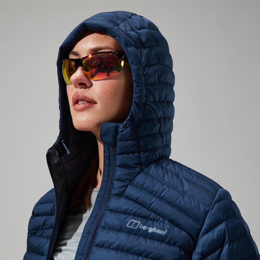 womens nula micro jacket long - dark blue berghaus