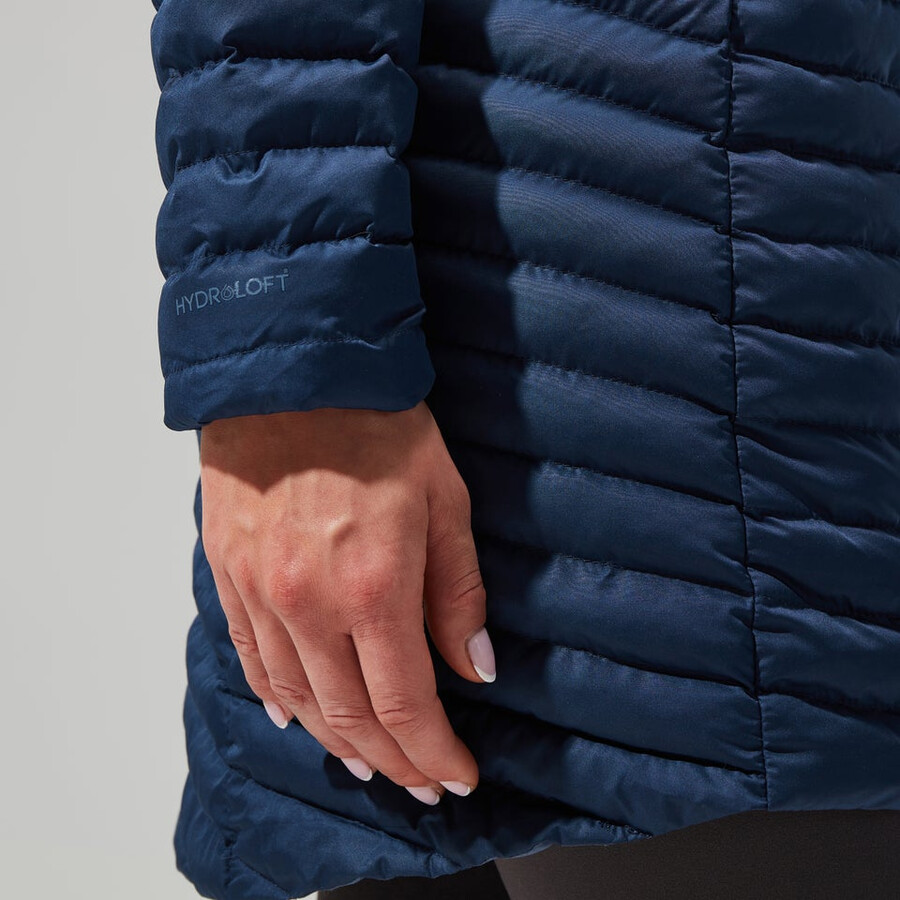 womens nula micro jacket long - dark blue berghaus