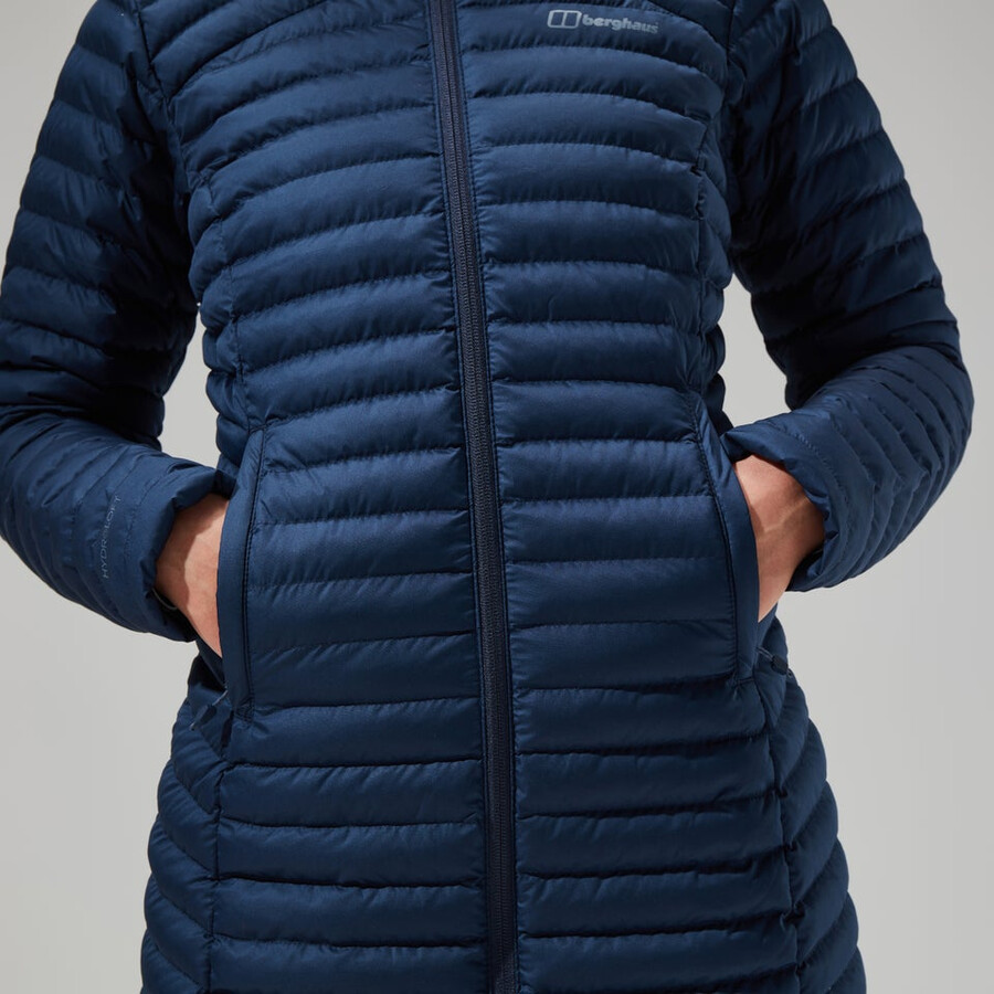 womens nula micro jacket long - dark blue berghaus