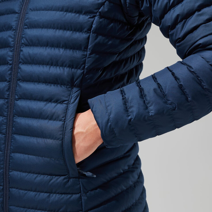 womens nula micro jacket long - dark blue berghaus