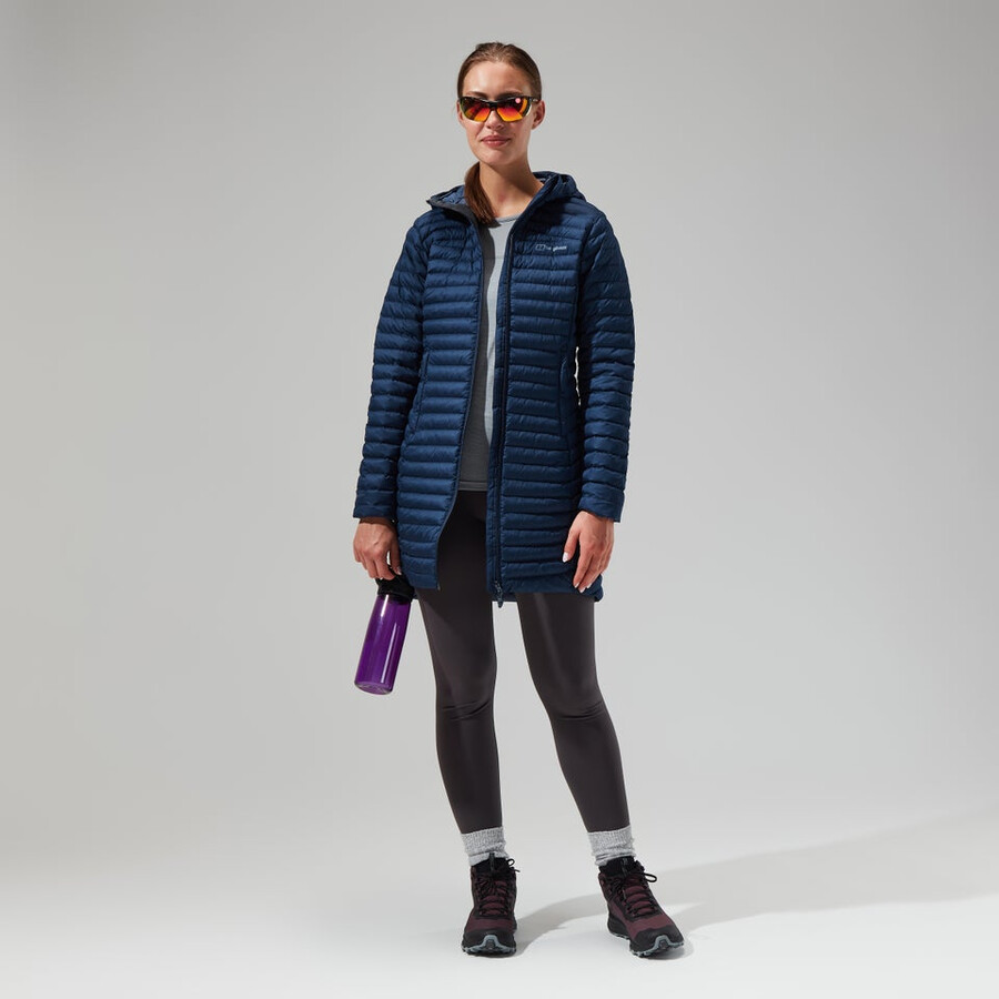 womens nula micro jacket long - dark blue berghaus