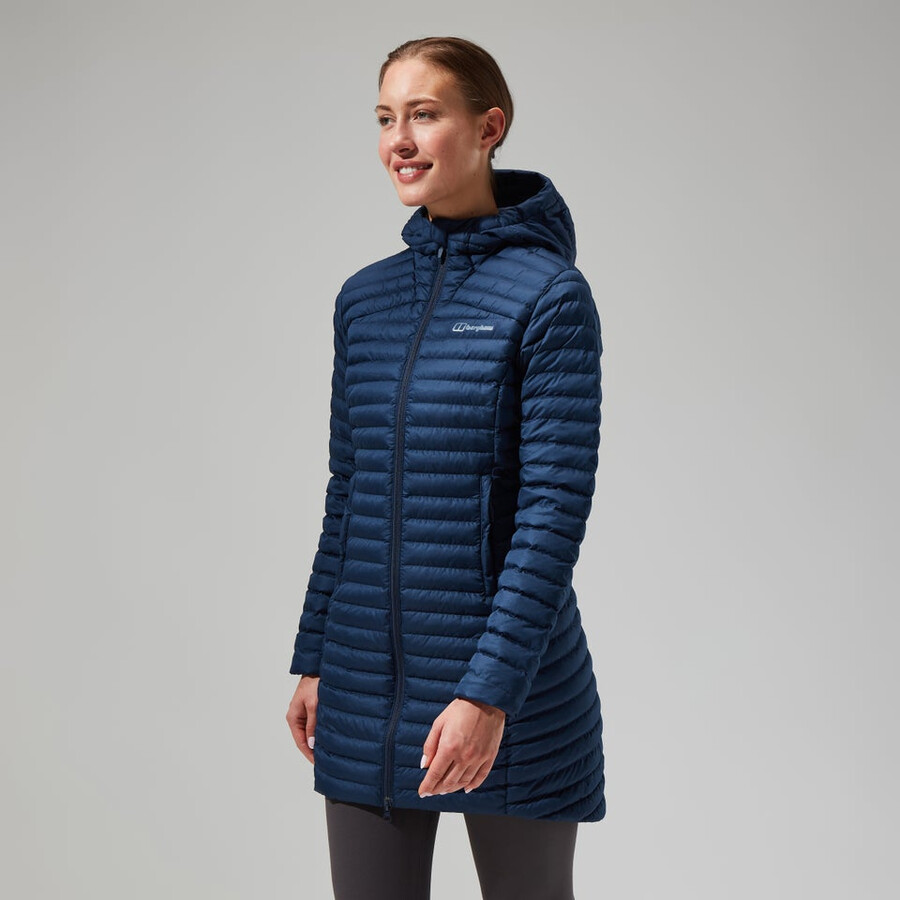 womens nula micro jacket long - dark blue berghaus