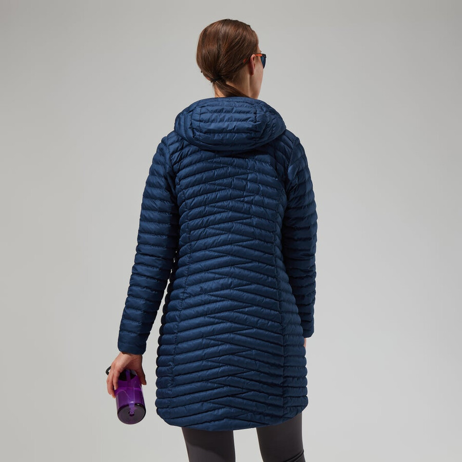 womens nula micro jacket long - dark blue berghaus