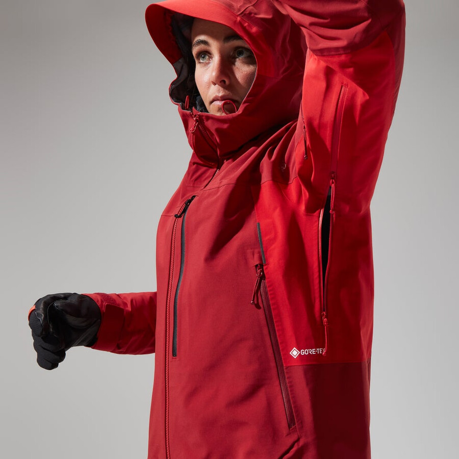 womens mtn arete descend gore-tex jacket - red berghaus
