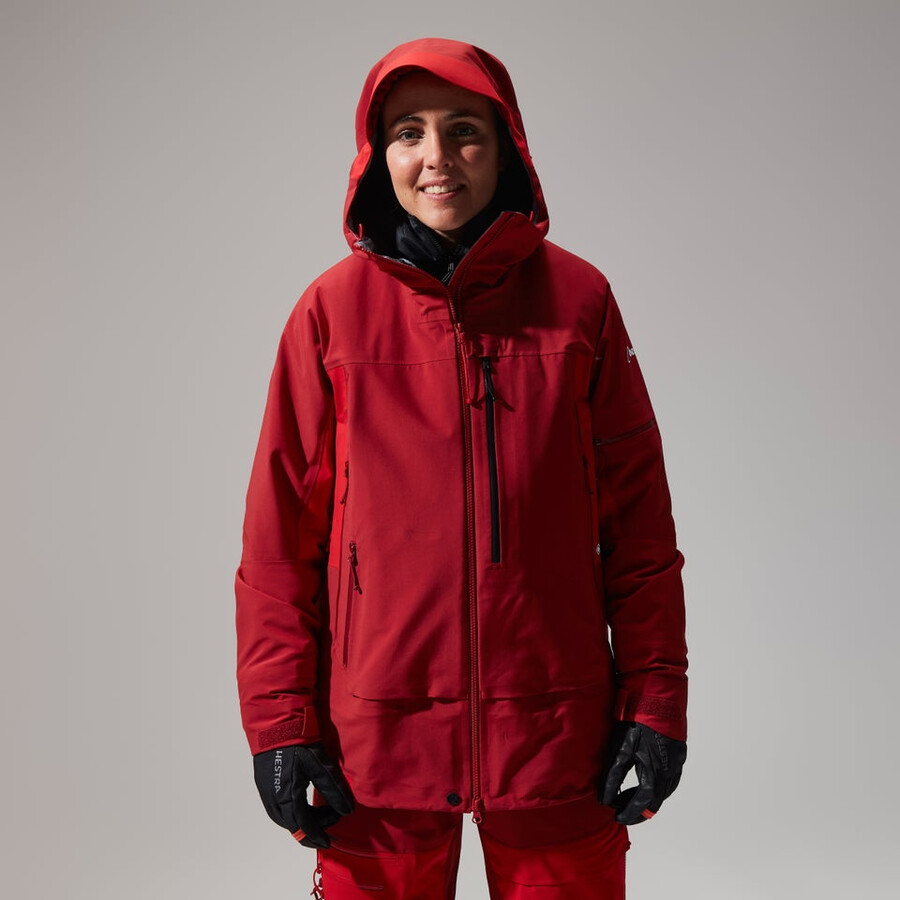 womens mtn arete descend gore-tex jacket - red berghaus